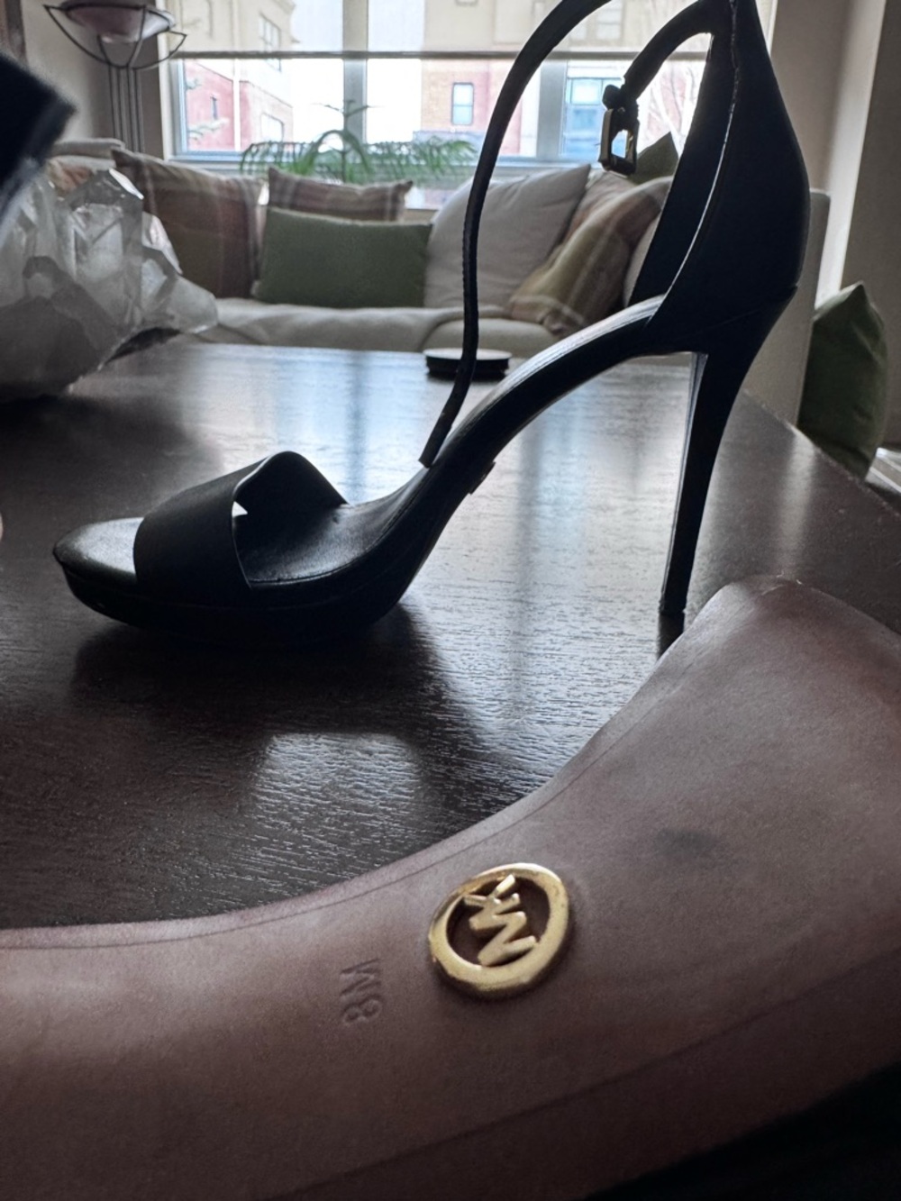 Michael Kors Black Leather Strappy Stiletto Sandals